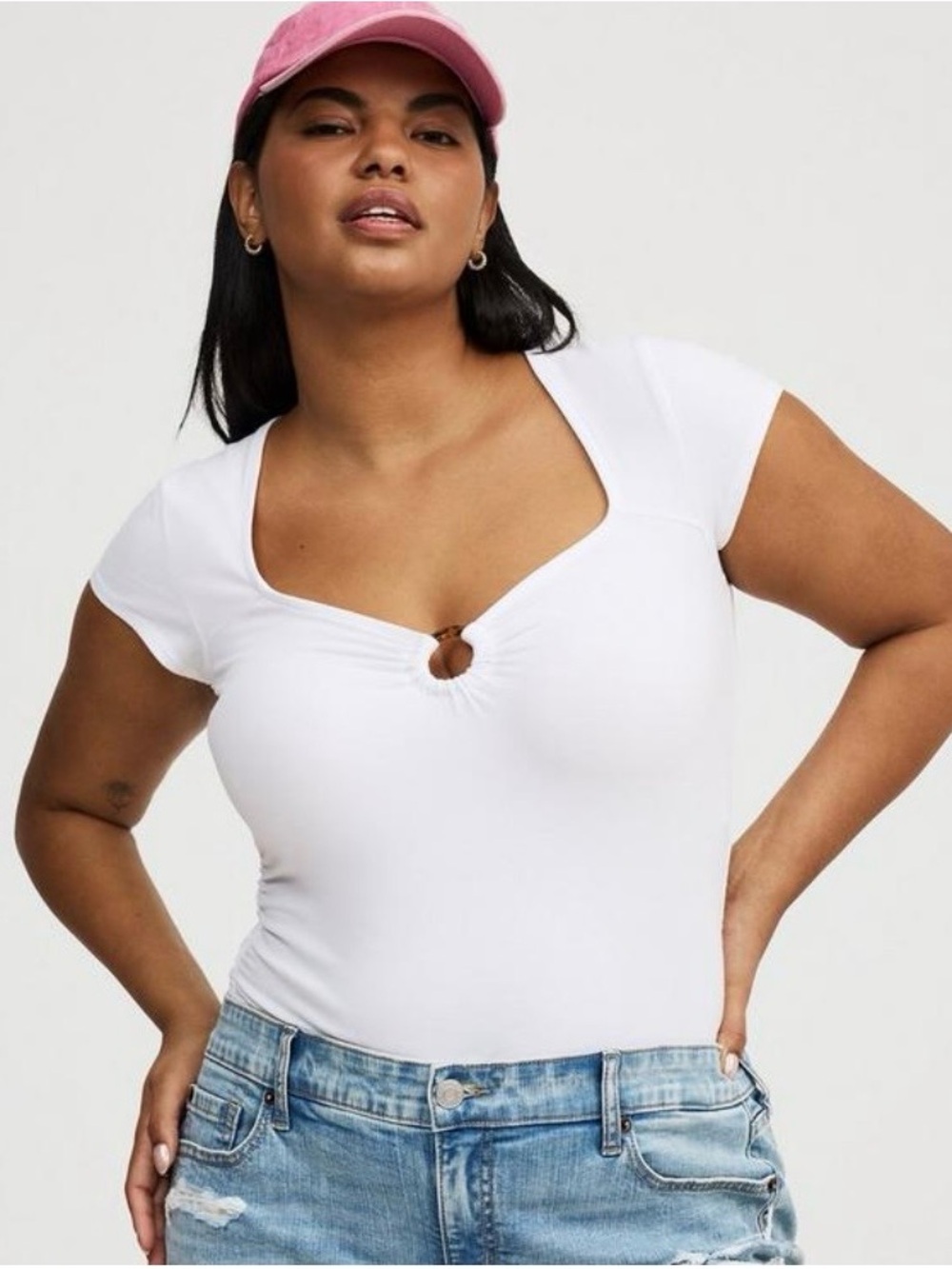 Torrid Foxy Sweetheart O-Ring Ruched Top Size 1X - NWT!